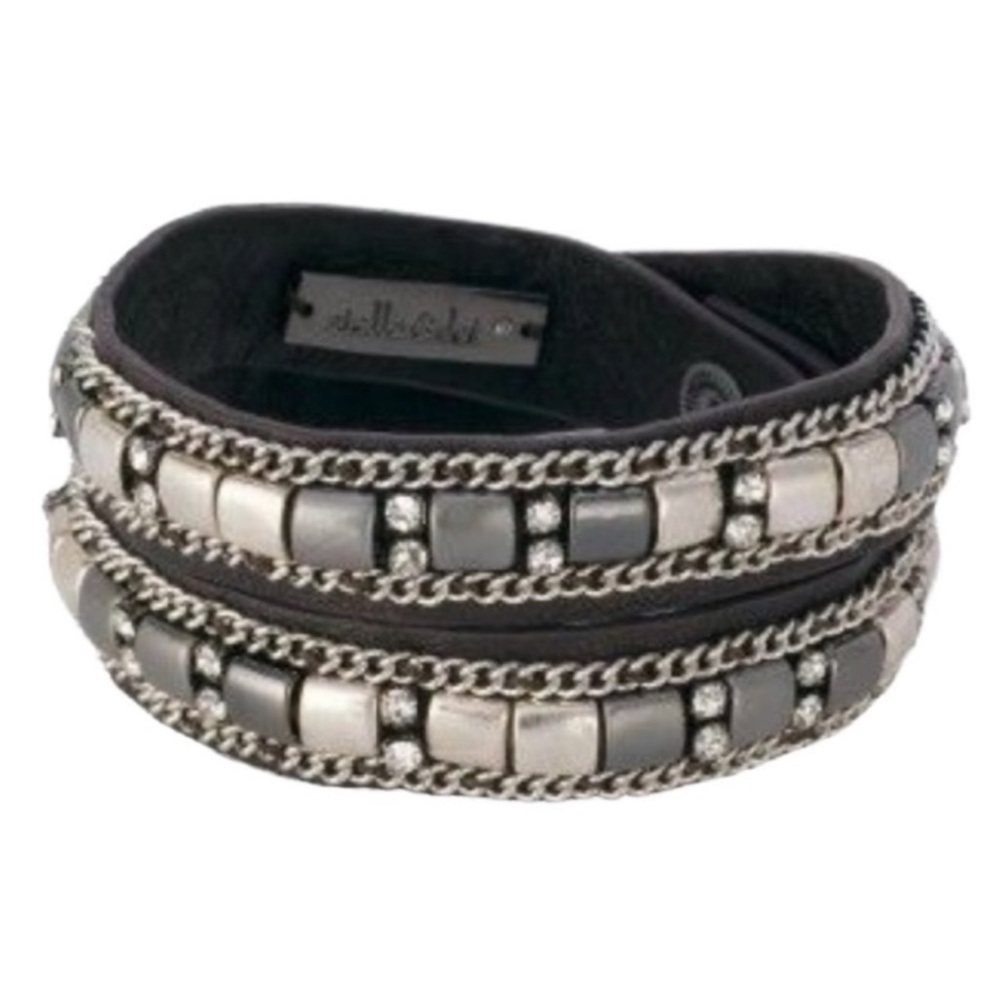 STELLA & DOT • Silver Gunmetal Cady Wrap Bracelet